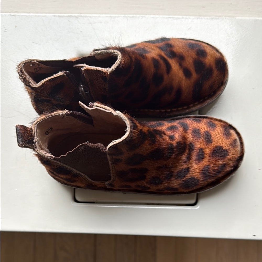 Brown and Black Leopard Print Ankle Boots
